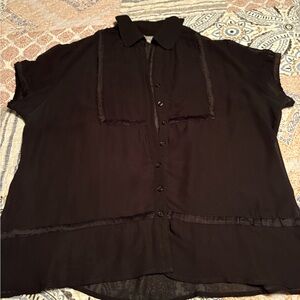 Black semi-sheer career blouse